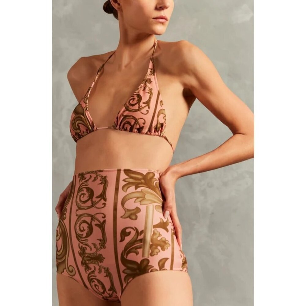 Adriana Degreas Hera High-Waisted Triangle Bikini Set Pink Womens Size Small